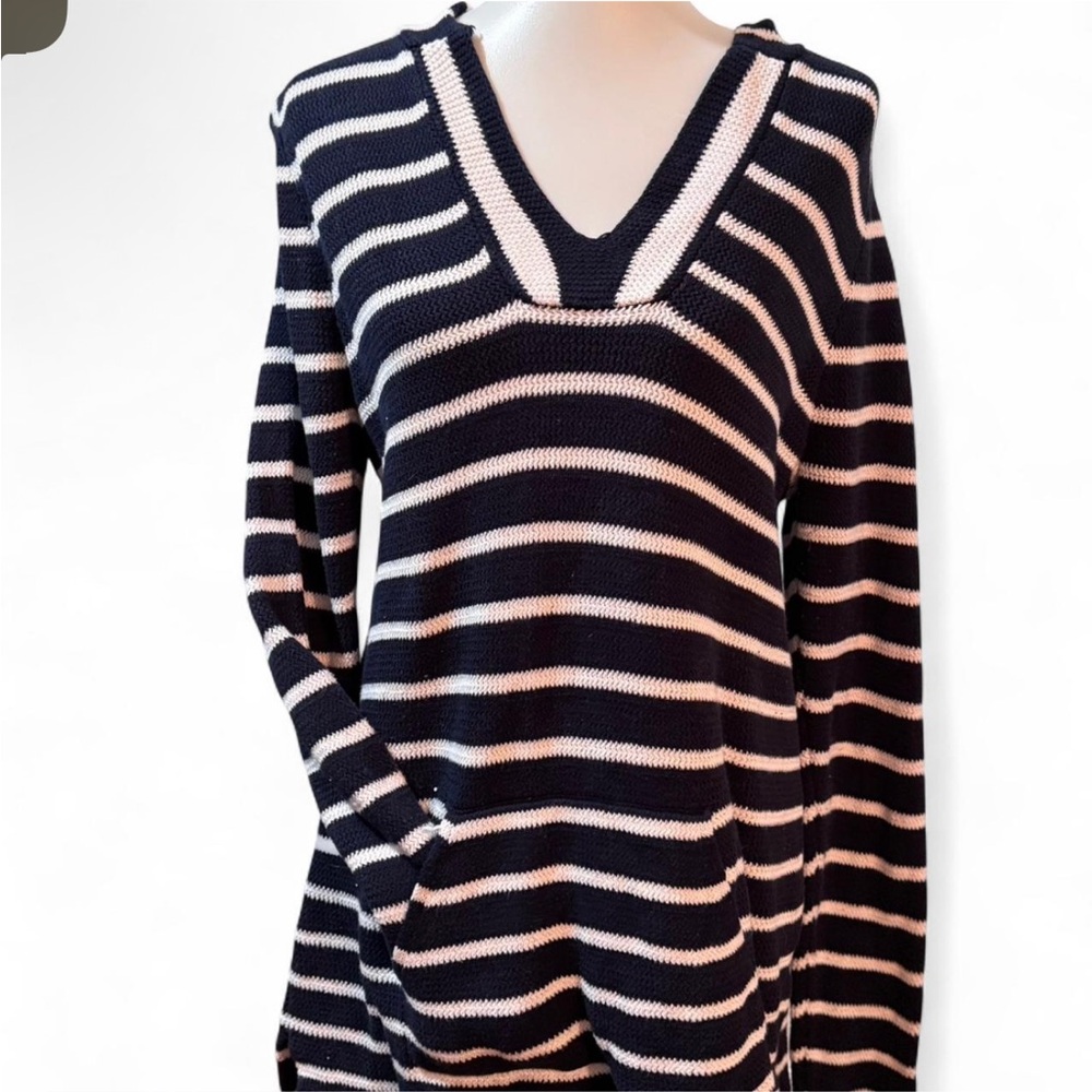 Saint Tropez West Navy and White V-Neck Sweater
